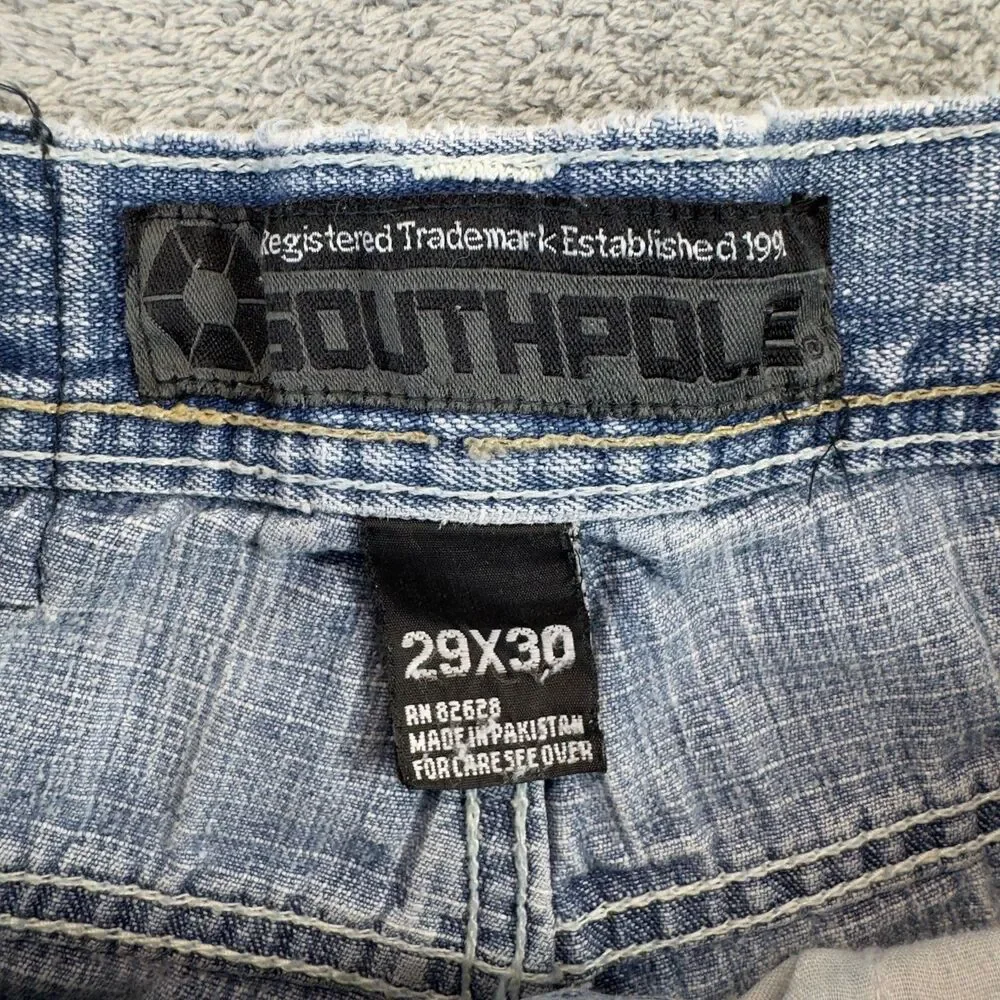Vintage Southpole Jeans Mens 29x30 Blue Medium Wash Y2K Distressed Skater Cotton